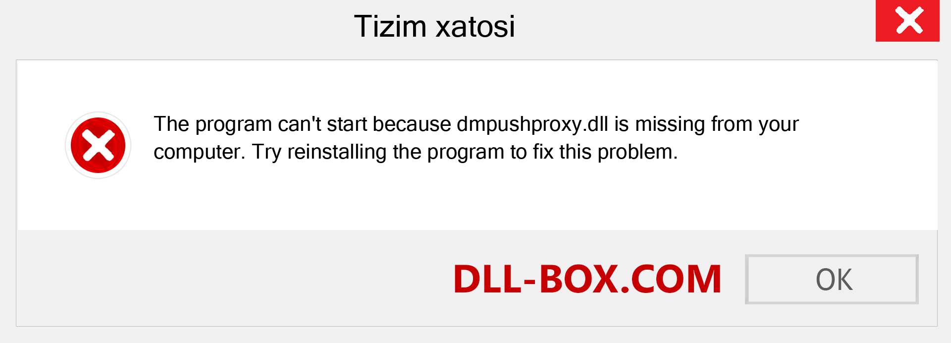 dmpushproxy.dll fayli yo'qolganmi?. Windows 7, 8, 10 uchun yuklab olish - Windowsda dmpushproxy dll etishmayotgan xatoni tuzating, rasmlar, rasmlar